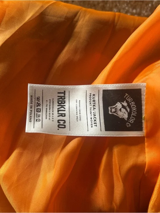 Turbokolor Co. Anorak Jacket Green Orange Logo Zipper Drawstring Men’s Size L - Picture 7 of 7